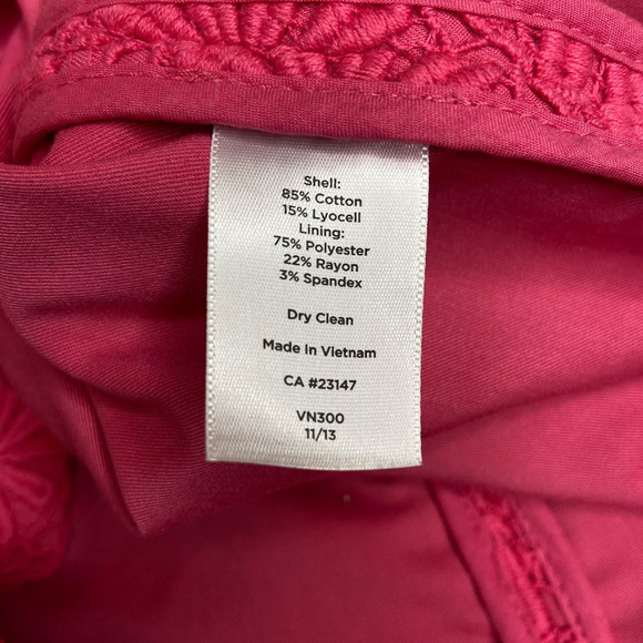 Talbots Size 10 Petite Larosa Pink Lace Crochet Sheath Dress 60's Style Chic - Picture 8 of 12